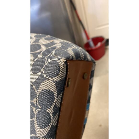 Coach VINTAGE Limited Edition Denim Leather mini Tote signature CCs Y2K suede - Picture 8 of 15